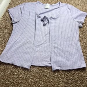 Purple Open Tie Shirt/Coverup